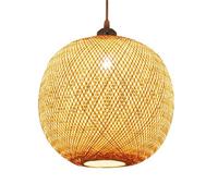 Lampada A Sospensione Rotonda In Stile Giapponese A Soffitto, Lampada A Sospensione Intrecciata Con Sfere In Rattan, Lampadario A Sospensione In Vimini Costiero Country For Isola Cucina(15.7in)