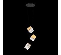 Lampada a sospensione rotonda MAGIA 3 luci , nero e oro opaco LED 13,5W 1148lm 3000K, dimmerabile, ø 29 h 150cm