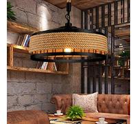 Lampada A Sospensione Rustica Corda Di Canapa Lampadari Industriale Ferro E27 Vintage Lampadario Soppalco Camera Da Letto Lampada Da Soggiorno Bar Cucina Luci Da Soffitto Gabbia Di Ferro Luci Rotonde