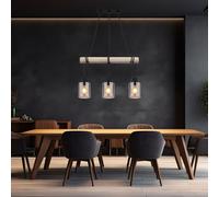 Lampada Wood Sospensione Luce Sala da Pranzo Altezza Regolabile Vetro Fumé 3 E27 [EEK: Non valutato]
