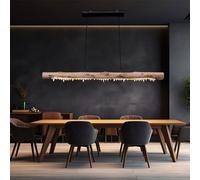 Lampada a Sospensione Sala Pranzo Legno LED Cristallo Chiaro Fascio Natura [EEK: F]
