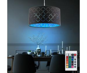 Lampada a Sospensione Sala Pranzo Tessuto Oro Regolatore Telecomando RGB LED [EEK: F]