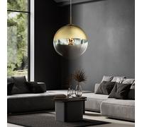 Lampada a Sospensione Sala Pranzo Vetro Sfera Oro Montatura 1xE27 D 30 CM [EEK: Non valutato]