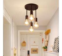 Lampada a sospensione semi-incassata, design moderno nordico a forma di satellite, per illuminazione ambientale domestica, lampadine non incluse Round 4 teste,Colore rame più neroFerro