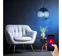 Lampada a Sospensione Sfera Smart RGB LED Dimmerabile App Cct Vetro Fumé [EEK: F]