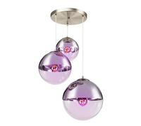 Lampada a sospensione sfere di vetro lampada a sospensione lampada a sfera lampada da sala da pranzo a sospensione, cromo trasparente, dimmerabile con telecomando, 3x LED RGB 4.8W 470Lm, DxH 51x120cm