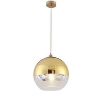 Lampada a sospensione sferica in vetro semi-placcato, lampada a sospensione moderna a soffitto a globo semplice, lampadario per camera da letto sala da pranzo con isola cucina (Oro, 30 cm) Made in