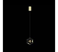 Lampada a sospensione singola LUCCIOLA PRO con triangolo in metallo, ottone, led 3000k 4,8W, l416,5xl16,5xH150cm