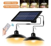 Lampada a sospensione solare Lampada a LED impermeabile per esterni Decorazioni per lampadari a doppia testa con telecomando per capannone interno