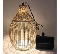 Lampada a sospensione solare - LUMISKY - HOLIDAY - H42 cm - Stile bohémien naturale intrecciato in vimini - LED bianco caldo