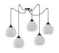 LAMPADA A SOSPENSIONE SPIDER FIFFLE NERA 5-PIATTE PARALUME BIANCO A SFERA E27