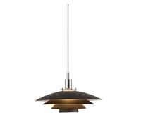 Lampada a sospensione stile crema francese Lampada a sospensione con paralume E27 Design base Lampada in alluminio Corpo lampade a sospensione per villa Soggiorno Foyer Ufficio Sala riunioni (Nero)