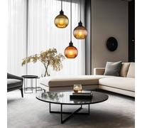 Lampada a Sospensione Tavolo da Pranzo 3 Fiamma Vetro Soggiorno LED H 120cm [EEK: E]