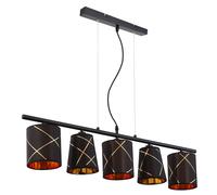 Lampada a sospensione tavolo da pranzo dimmerabile con telecomando Lampada a sospensione a LED oro nero 5 fiamme lampada da pranzo, con cambio colore RGB, linee decorative dorate, 5x 3,5W 5x 320 lm