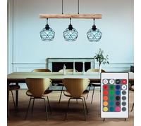 Lampada a Sospensione Tavolo da Pranzo Legno Dimmerabile Telecomando LED RGB H [EEK: F]