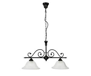 Lampada a sospensione tavolo da pranzo nero, lampada a sospensione in vetro, basso abbagliamento, cucina, sala da pranzo, soggiorno, 2 luci, E27, L:73 cm, lampada da soffitto rustica stile country