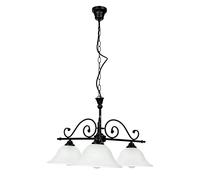 Lampada a sospensione tavolo da pranzo nero, lampada da soffitto rustica stile casa di campagna, lampada a sospensione in vetro, 3 luci, E27, L:60 cm, lampada a sospensione soggiorno