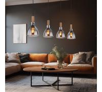 Lampada a Sospensione Tavolo da Pranzo Pendente Simil Legno Colori Fumi L 105cm [EEK: Non valutato]