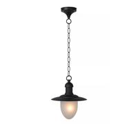 Lampada a Sospensione Terrazza Metallo Vetro Nero IP44 B:25 CM E27