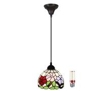 Lampada a sospensione Tiffany regolabile CoLorful Apparecchio in vetro per cucina Sala da pranzo Camera da letto Soggiorno E27 Classe energetica A Illuminazione a isola elegante