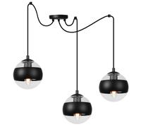 Lampada a sospensione Toledo Spider nera, paralume a 3 bracci piatti, attacco E1