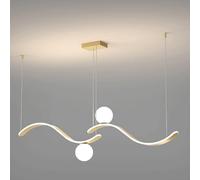 Lampada a Sospensione Twist for Sala da Pranzo, Lampada a Sospensione lineare in Metallo con Paralume sferico in Vetro, Moderna Illuminazione a LED da 100 W for Isola Cucina,Luce della Cucina