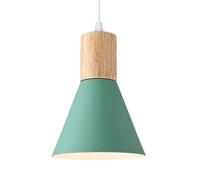 Lampada a Sospensione Verde e Legno, Piccola Cucina nordica, Lampada a Sospensione per Camera da Letto, Confezione da 1, Lampada a Sospensione/Tavolo in Metallo Minimalista sopra l'isola, lampadari