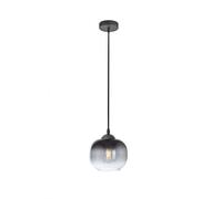Lampada a Sospensione Vetro Fumé E27 Ø 19 CM Rotondo Nero Schermo Palla Cucina