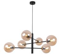 Lampada a sospensione Victoria nera e oro, 6 portalampade a forma di miele, atta