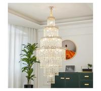 Lampada a sospensione, Villa Staircase Crystal Lamp High Ceiling Living Room Gold Long Chandelier Creative Shield Metal Decoration Hotel Pendant Light(Change,Diameter80cm H180cm)