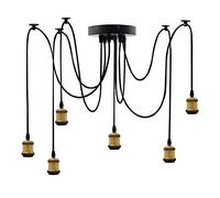 Lampada a Sospensione Vintage con 6 portalampada E27, Lampada a Sospensione retrò Antica con Cavo Regolabile da 2 m, Lampada a Sospensione a Ragno da soffitto Fai da Te per Soggiorno, Camera da l