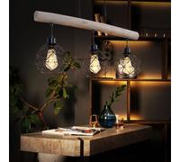 Lampada A Sospensione Vintage Design In Legno Con Gabbia Nera [EEK: Non valutato]