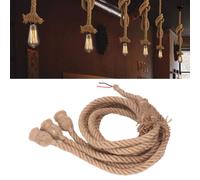 Lampada a sospensione vintage in corda di canapa, 3 teste, cavo da 6,6 piedi, E26/E27