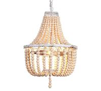 Lampada a sospensione vintage in legno Lampadario a sospensione a soffitto con perline Boho, Lampadario in legno bianco Lampadari sospesi in fattoria per cucina Isola Sala da pranzo Camera da letto