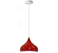 Lampada a sospensione vintage in metallo nero lucido con attacco E27 e cavo di sospensione regolabile per cucina, soggiorno, bar, corridoio, ufficio (Rosso)