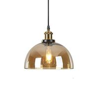 Lampada a sospensione vintage industriale con paralume a cupola in vetro, lampada a sospensione a soffitto E27 retrò da bar in stile loft con finitura bronzo, lampadario per sala da pranzo (ambra)