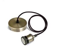 Lampada a Sospensione Vintage KIT Modern Retro Stile Industriale E27 Portalampade Intrecciato Cavo in Tessuto Con Lunghezza Del Cavo Regolabile-Ottone Antico