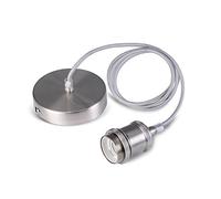 Lampada a Sospensione Vintage KIT Modern Retro Stile Industriale E27 Portalampade Tntrecciato Cavo in Tessuto Con Lunghezza Cavo Regolabile-Nichel Satinato
