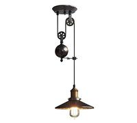 Lampada a sospensione vintage, Lampadario retrò industriale, COCOL Bar E27 Lampada a sospensione Edison, Lampadario industriale Sospensioni in metallo Stile ruota con onda Retro regolabile-Nero（A）