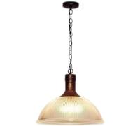 Lampada a Sospensione Vintage Mid Century Nordic Retro Industrial Loft Bar E27 Lampadario Rustico in Ferro e Vetro a Strisce Lampadario a Cupola a Forma di Ciotola Ristorante Faretto da soff