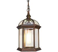 Lampada a sospensione vintage per esterni, 1 luce, 34,8 cm, lanterna da appendere per veranda, patio, ingresso (nero oro)