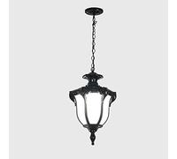 Lampada a Sospensione Vintage per Esterni - Plafoniera Impermeabile IP54, Metallo e Vetro nordici, Stile Vittoriano, Perfetta per balconi e Giardini, Finitura Rosso Dorato, Soluzione di Illuminazione