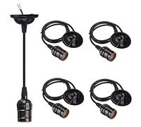 Lampada a Sospensione Vintage Portalampada E27 con 1.2M Cable Lampadario Industriale Plafoniera da Soffitto stile Antico Retrò per la Tua Camera da Letto Salotto Corridoio Caffetteria- 5 Pcs,Nero