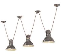 Lampada a Sospensione Vintage Regolabile Squallido Taupe 3x E27 Ceramica Pranzo