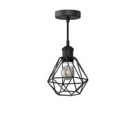 Lampada a sospensione vintage RETRA con paralume a gabbia nero + lampada LED