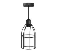 ledscom.de Lampada a sospensione vintage RETRA, nera, attacco E27, paralume a gabbia 122 mm Ø