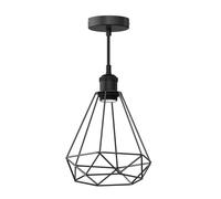 Lampada a sospensione vintage RETRA nero attacco E27 Paralume a gabbia