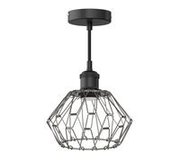 Lampada a sospensione vintage RETRA nero attacco E27 Paralume a gabbia