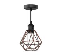 Lampada a sospensione vintage RETRA nero attacco E27 Paralume a gabbia bronzo
