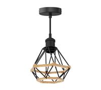 Lampada a sospensione vintage RETRA nero attacco E27 Paralume a gabbia nero con